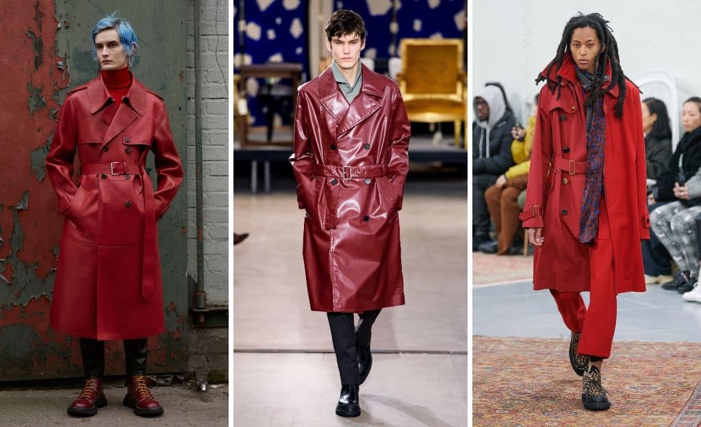 Trench rojo: Tendencia Menswear FW19. @AlexanderMcQueen @Hermès @Sacai